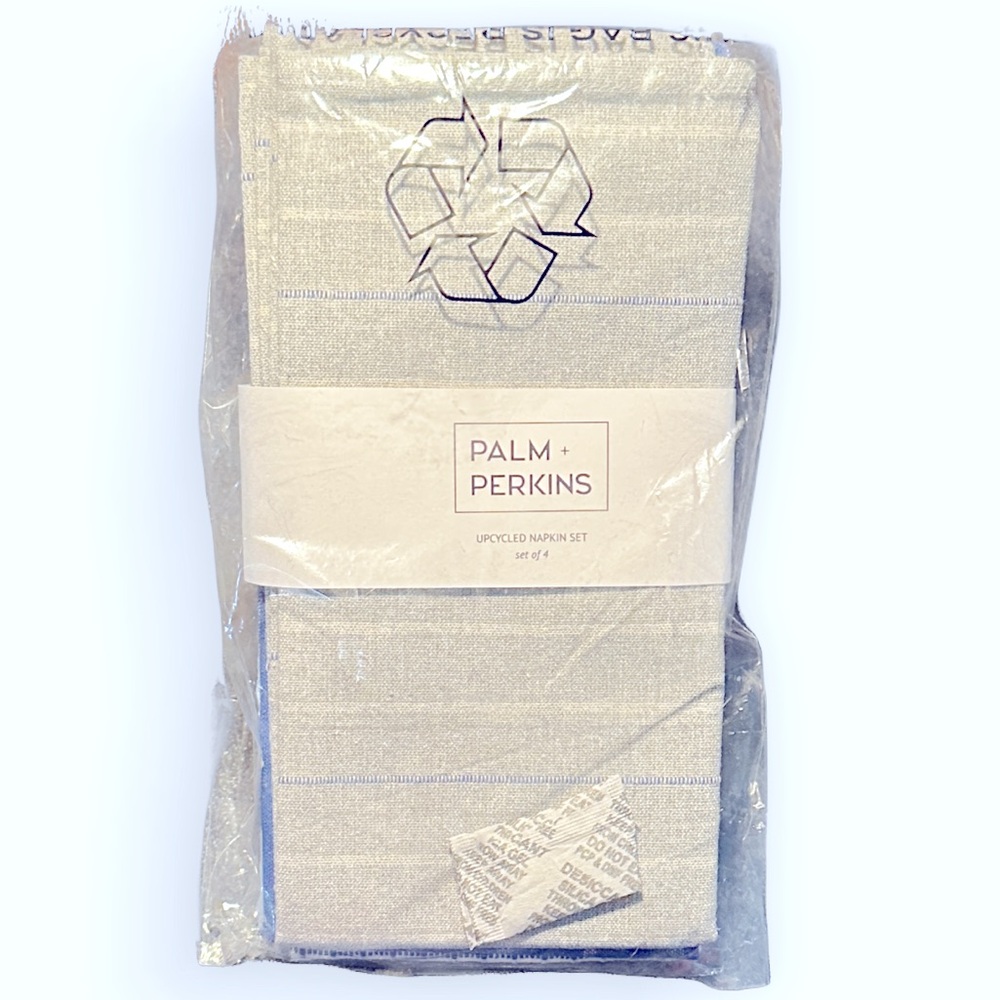 Minimalist Clean Blue | Gray | White Upcycled Palm + Perkins Napkins ~ Set of 4